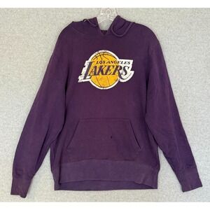 Los Angeles LA Lakers NBA Sweatshirt Distressed Hoodie Mens Large Purple READ